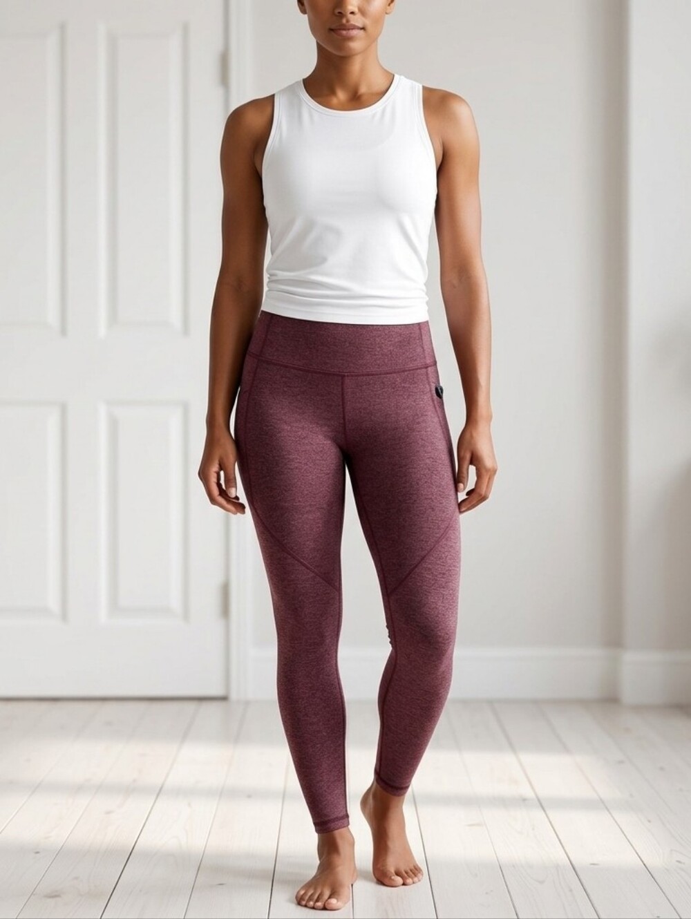 RBX Live Life Active Heather Maroon High Waist Leggings Size S | V-Seam